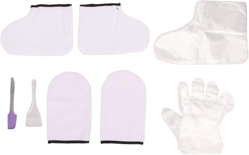 200pcs Paraffin Bath Disposable Gloves and Booties White Wax Bath Mitts Set Clear Plastic Hot Spa Wax Bath Hand Mittens Foot Covers Plastic Socks