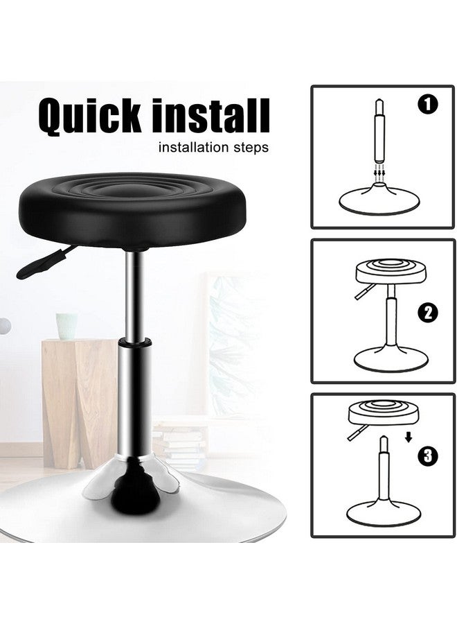 IYB IYB® Round Modern Bar Stool - Height Adjustable 360° Swivel Chair for Home, Office, Kitchen, Barbershop, Bar, Spa - Black  - Image 3
