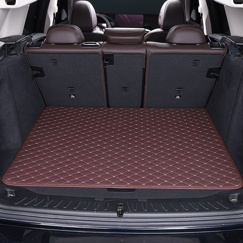 Black Faux Leather Trunk Mat Rhombus Pattern Durable Protector for Sedan SUV Hatchback - Image 5