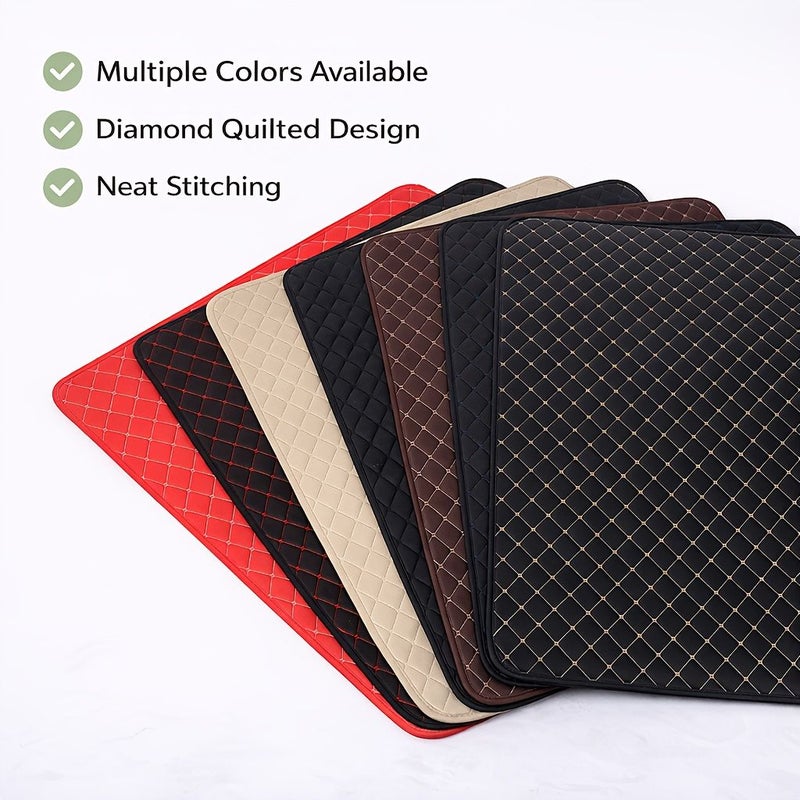 Black Faux Leather Trunk Mat Rhombus Pattern Durable Protector for Sedan SUV Hatchback - Image 3