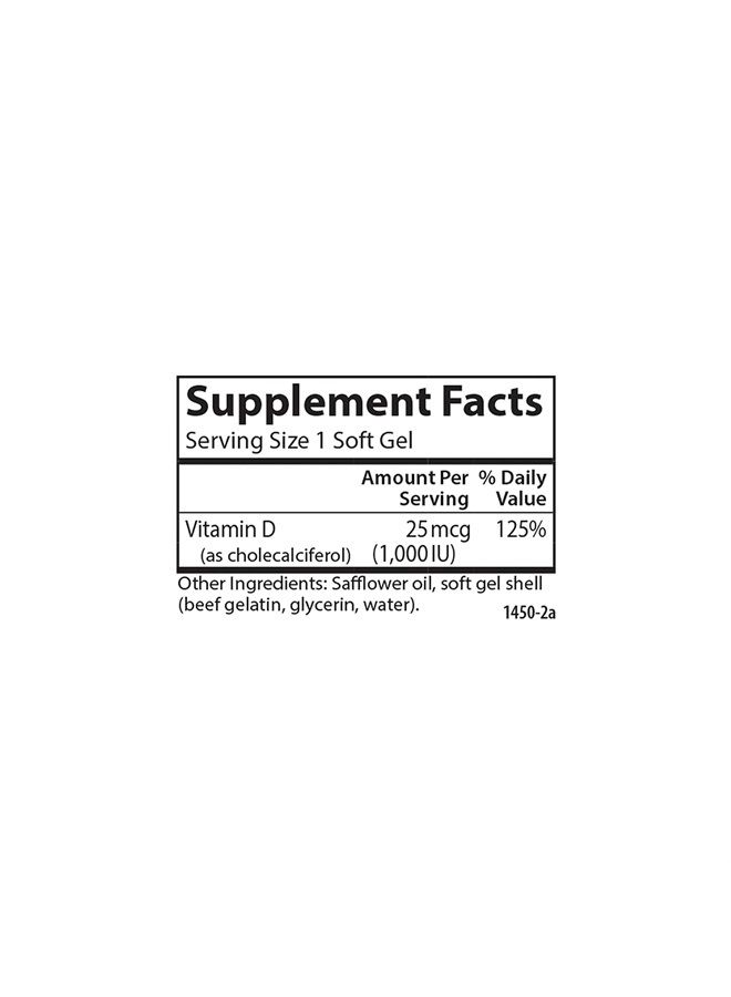 Carlson فيتامين د3، 1000 وحدة دولية (25 ميكروغرام)، صحة العظام، صحة العضلات، كوليكالسيفيرول، مكملات فيتامين د، جيلاتين ناعم فيتامين د3، 60 جيلاتين ناعم - Image 3