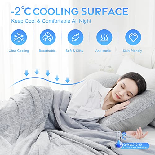 CHOSHOME Cooling Comforter Twin Size Cooling Blanket for Hot Sleeper QMax 045 ArcChill Cooling Fiber Cool Soft Thin Breathable Summer Blanket for Bed Couch 60 x 90 Grey - Image 3