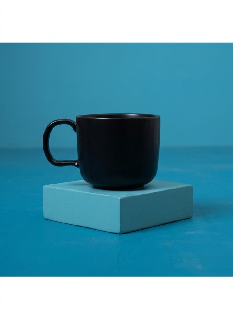 Ripple Tea Mug – Black Modern Ceramic Cup