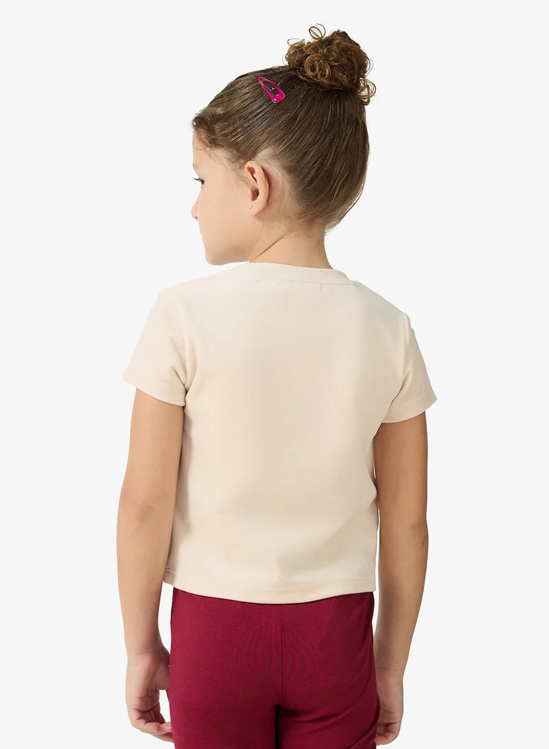 جس تيشيرت أطفال مطبوع بياقة مستديرة