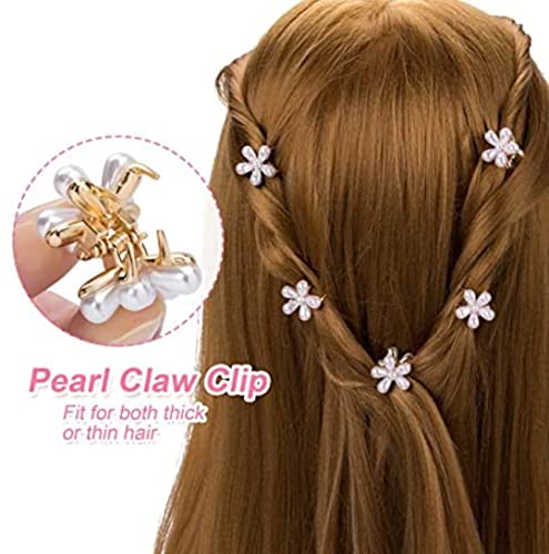 FAVELA Korean Style Small Pearl Mini Hair Claw Clips with Flower Design | Sweet Artificial Decorative Hair Accessories for Womens and Girls | Clutcher Barrettes Hair Pin for Kids (Pack of 1) - Image 3