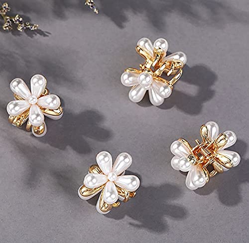 FAVELA Korean Style Small Pearl Mini Hair Claw Clips with Flower Design | Sweet Artificial Decorative Hair Accessories for Womens and Girls | Clutcher Barrettes Hair Pin for Kids (Pack of 1) - Image 4