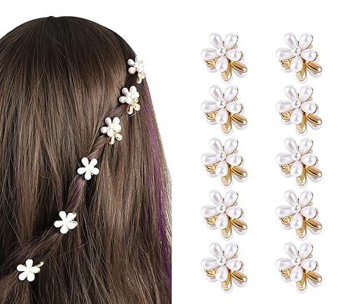 FAVELA Korean Style Small Pearl Mini Hair Claw Clips with Flower Design | Sweet Artificial Decorative Hair Accessories for Womens and Girls | Clutcher Barrettes Hair Pin for Kids (Pack of 1) - Image 1