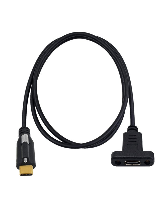 5A Gold-plated 16-core USB3.1 Type-C Male-female With Screws And Fixed Nuts Data Cable 4K60hz-Color:C Female Belt Ear Turn C Male Straight Head With Single Screw  - Image 1