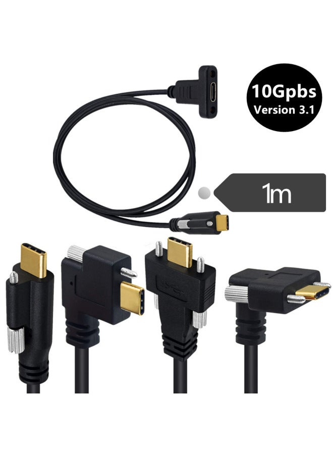 5A Gold-plated 16-core USB3.1 Type-C Male-female With Screws And Fixed Nuts Data Cable 4K60hz-Color:C Female Belt Ear Turn C Male Straight Head With Single Screw  - Image 2
