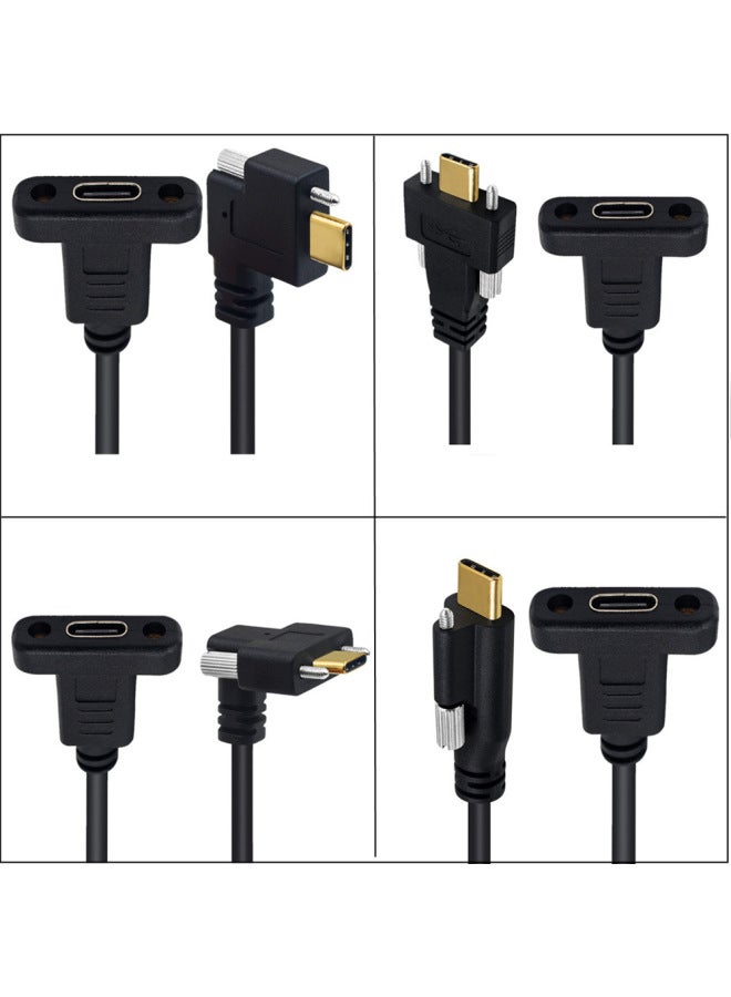 5A Gold-plated 16-core USB3.1 Type-C Male-female With Screws And Fixed Nuts Data Cable 4K60hz-Color:C Female Belt Ear Turn C Male Straight Head With Single Screw  - Image 3