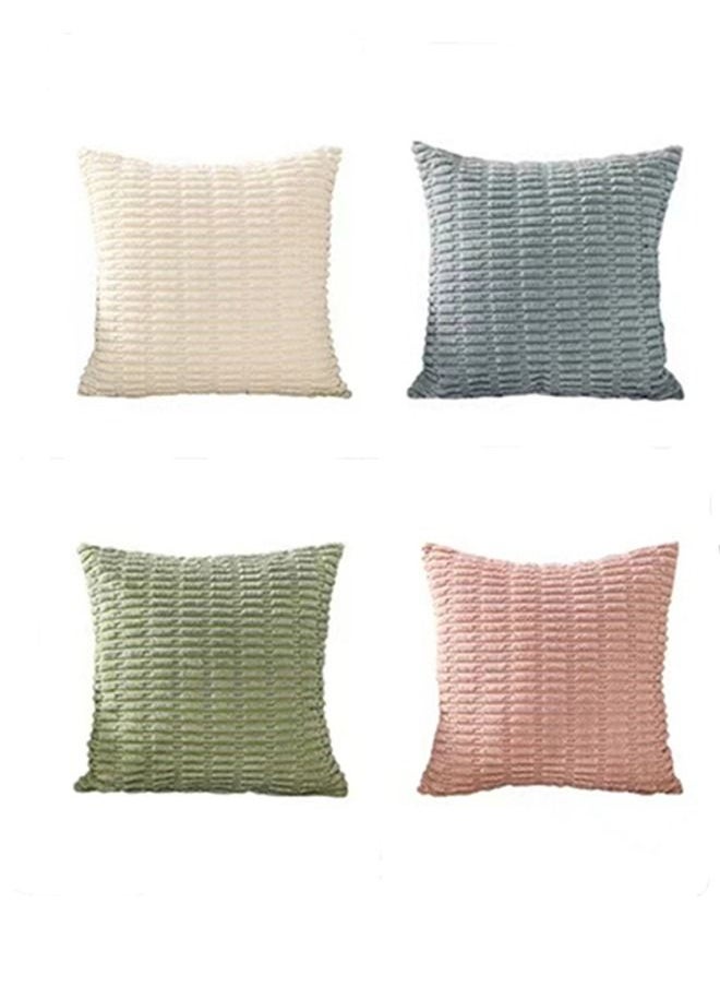 Kutis 4-Piece Decorative Cushion Cover Pillow Cases Corduroy Multicolour 45 x 45 Centimeter  - Image 1