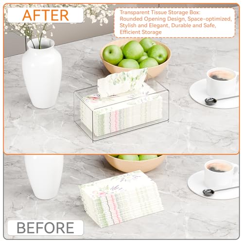 Cq acrylic Tissue Box Holder,Clear Tissue Box Cover Rectangle for Kleenex Tissue Cube Box,Napkin,Facial Tissue Dispenser Box Case for Countertop,Bathroom,Kitchen,Home,Office,10.2x5.5 Inch - Image 5