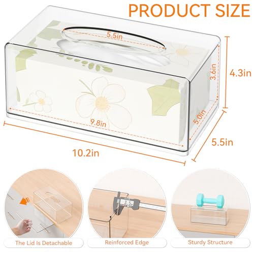 Cq acrylic Tissue Box Holder,Clear Tissue Box Cover Rectangle for Kleenex Tissue Cube Box,Napkin,Facial Tissue Dispenser Box Case for Countertop,Bathroom,Kitchen,Home,Office,10.2x5.5 Inch - Image 3