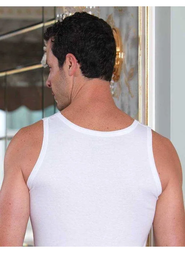 Şahinler - White Thick Strap U Neck Cotton Men's Undershirt 6-Piece Economical Package ME020