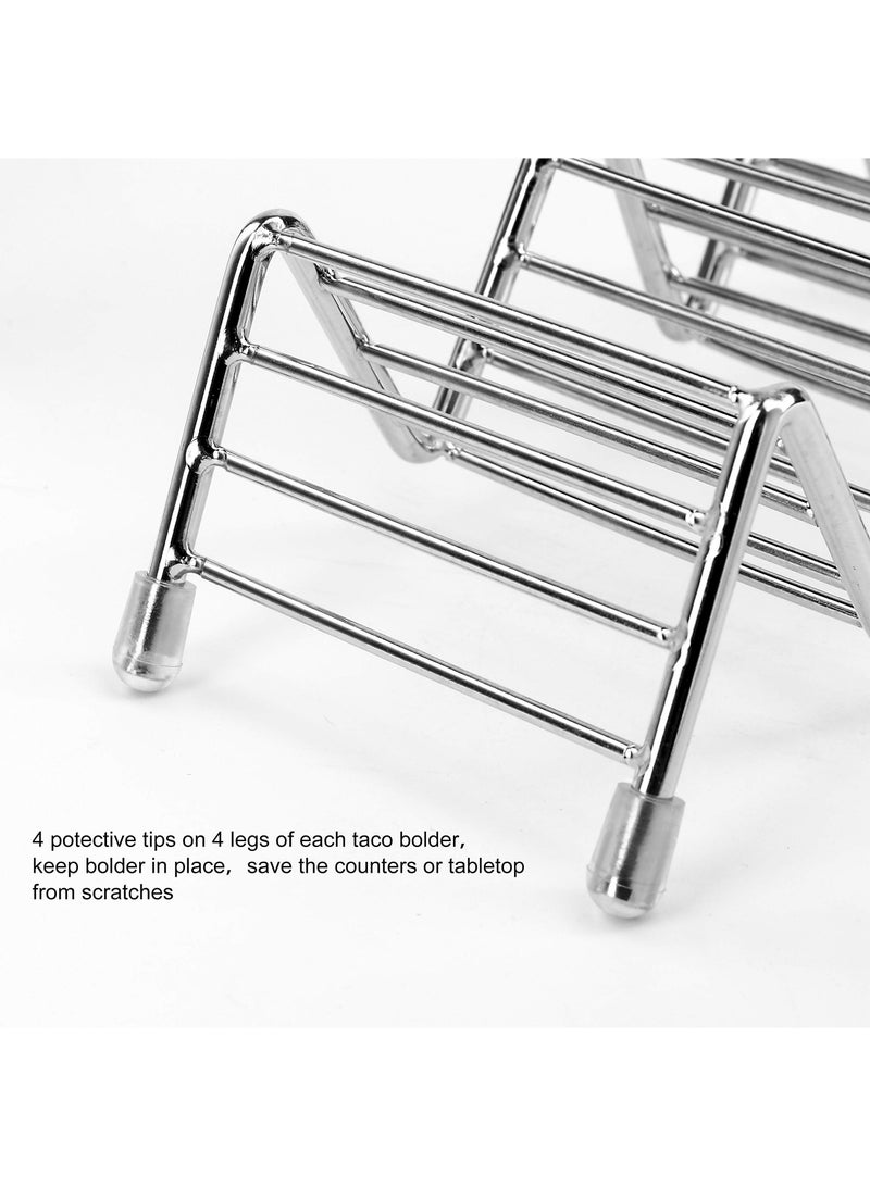 SYOSI 2 Pcs Taco Stainless Steel Holder, Wave Shaped Taco Tray Can Hold 3 or 4 Tacos or Baking Snacks Cakes for Restaurant Bar Parties  - Image 3