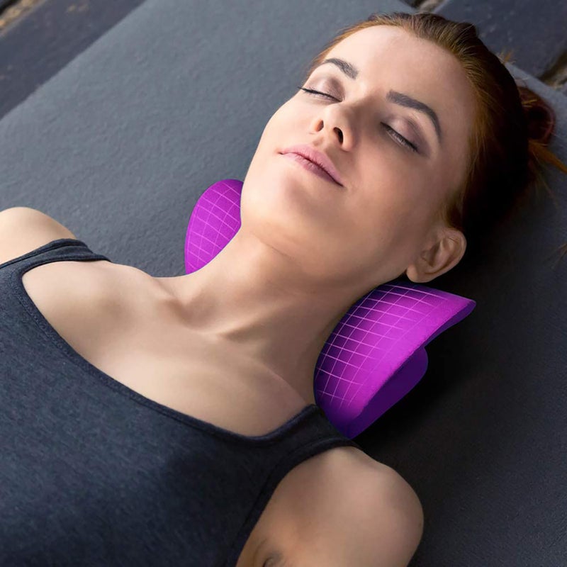 RESTCLOUD Neck and Shoulder Relaxer, Cervical Traction Device for TMJ Pain Relief and Cervical Spine Alignment, Chiropractic Pillow, Neck Stretcher (Purple) - Image 3