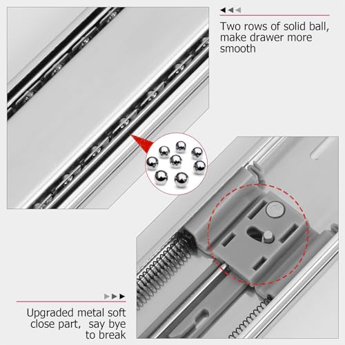 LONTAN 10 Pairs Soft Close Drawer Slides 24 Inch Drawer Guides 3 Fold Full Extension Ball Bearing Heavy Duty Drawer Slides, 100LB Capacity - Image 3