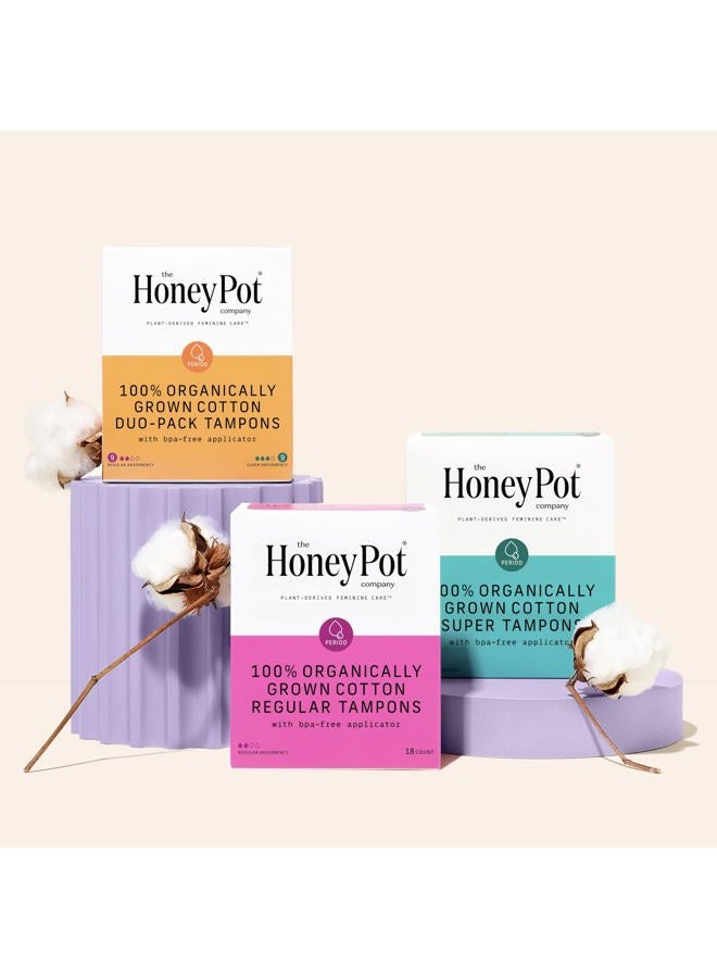 the Honey Pot company Regular Absorbency - 100% Organic Tampons w/Bio Plastic Applicator - Feminine Care – Natural, Plant-Based - Unscented - 18 Count - Image 5