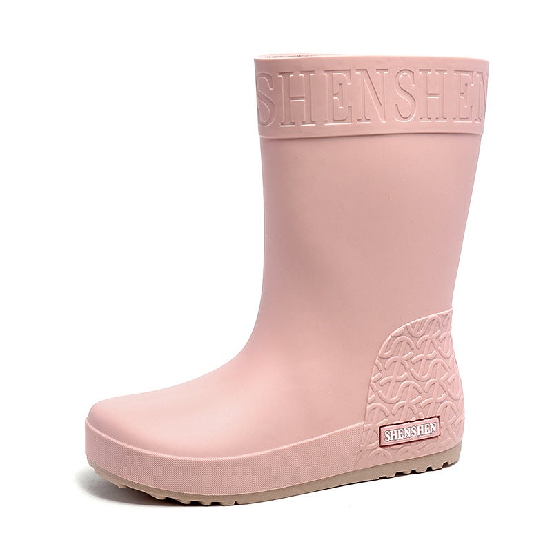 Fashionable Womens Waterproof Rain Boots Pink 