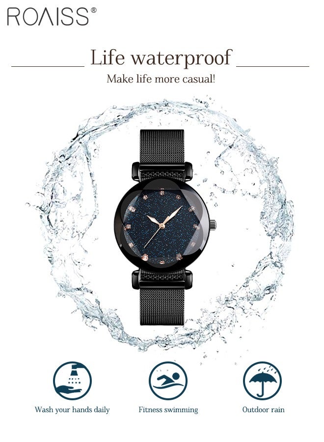 roaiss Stainless Steel Mesh Quartz Wristwatch for Women Waterproof Casual Luminous Watch for Fashion Dress - Image 5