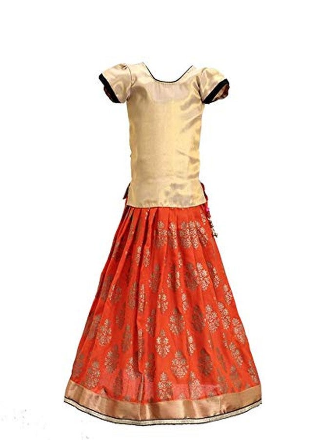 Aglare Girls' Silk Lehenga Choli (Kalu Orange long_18_Orange_2-3 Years) - Image 4