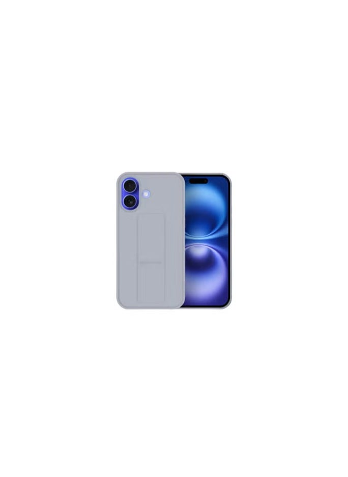 CATANES - (for Apple iPhone 16) Case Premium PU Leather Back Cover with Stand Function Shockproof and Anti Scratch Finger Grip Case Cover / Grey - Image 1