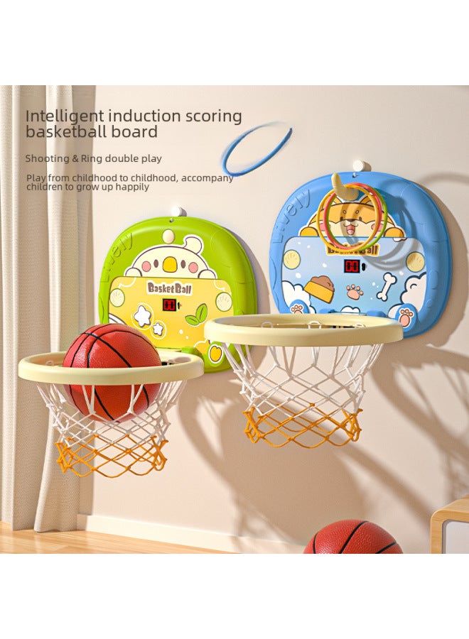 Scorable Children's Basketball Rack Indoor Shooting Hanging TikTok Baby Basketball Rack Household Ball Toys For Boys And Girls-Color:[ring Version] Blue Bear (send Basketball 6 Ring Pump Hook)  - Image 2