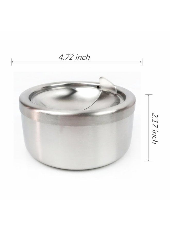 Zaoniy Silver Metal Ashtray with a Lid for Cigarettes - Windproof Outdoor Ashtrays Can Patio Outdoor Indoor Decorative Fancy Ash Tray - Image 3