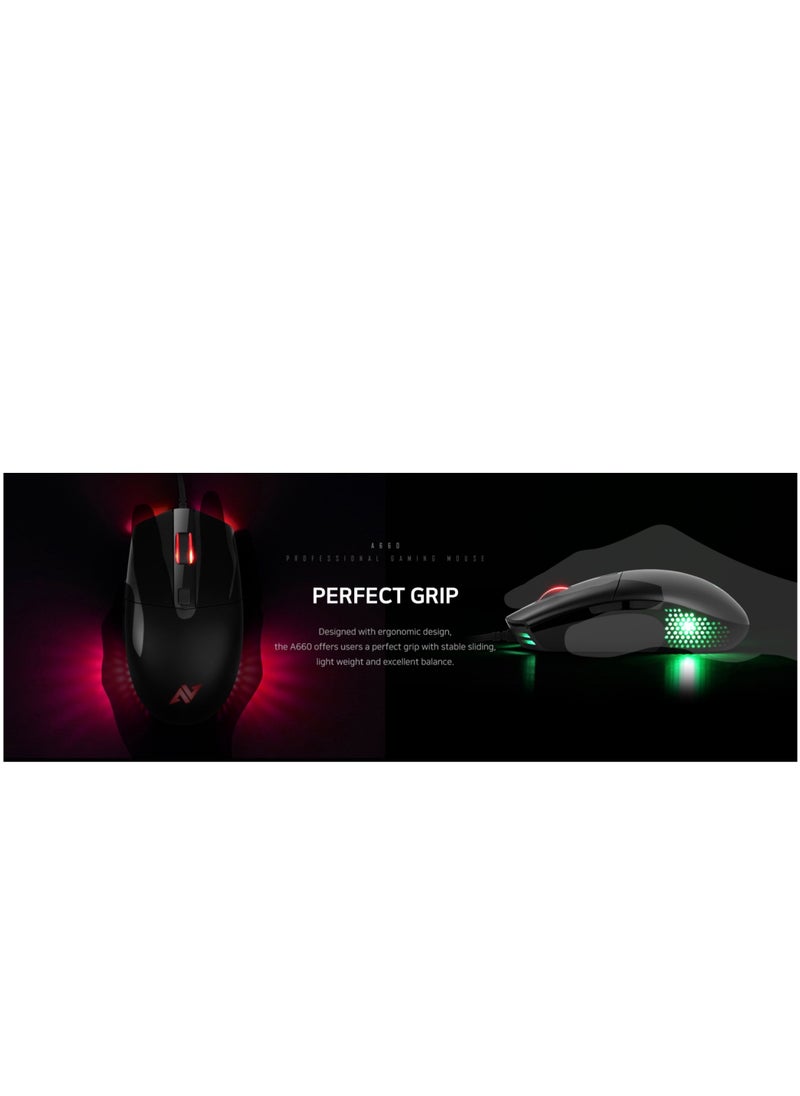 ABKONCORE - A660 GAMING MOUSE- PIXART PMW- 3325 SENSOR- BLACK - Image 1