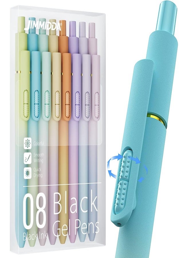 JIMMIDDA 8Pcs Black Gel Pens - 0.7mm Medium Point Black Ink Pens | Smooth Writing - Quick Drying Retractable Pen for Men Women (Gradient - 8Pcs) - Image 1