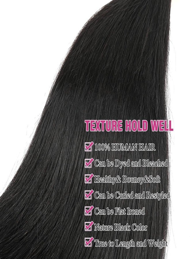AUTTO Human Hair Bundles Brazilian Straight Human Hair One Bundle 24inch 100% Unprocessed Virgin Human Hair Straight Weave Raw Bundle Deals Natural Black for woman - Image 4