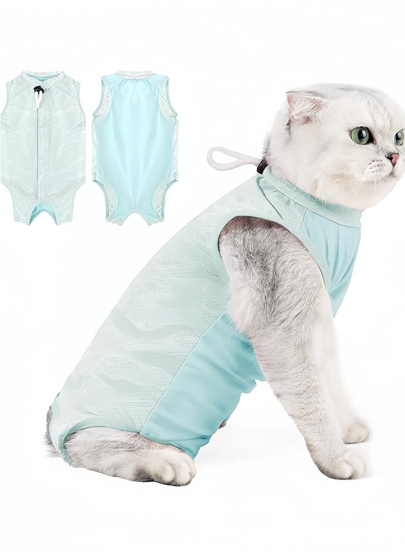 Cat Recovery Suit Cat Onesie for Cats After Surgery, Breathable Cat Surgery Recovery Suit Female for Abdominal Wounds, Kitten Recovery Suit E-Collar Alternative Cat Onesie After Spay Anti Licking - Image 1