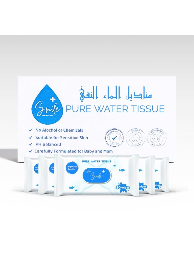 smileplus Pure Water Tissue 80'S Wipes Pack of 12 - Image 4