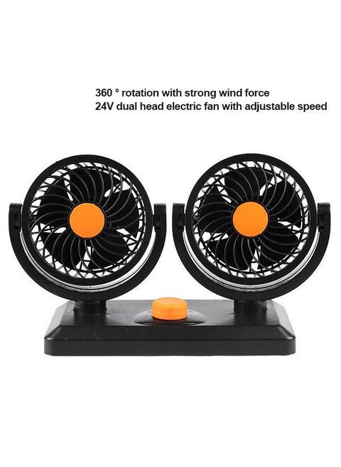 360 Degree Rotatable Car Charging Fan 2 Speed with Dual Heads 24V
