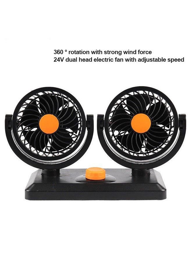 360 Degree Rotatable Car Charging Fan 2 Speed with Dual Heads 24V