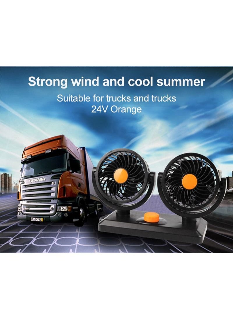 360 Degree Rotatable Car Charging Fan 2 Speed with Dual Heads 24V
