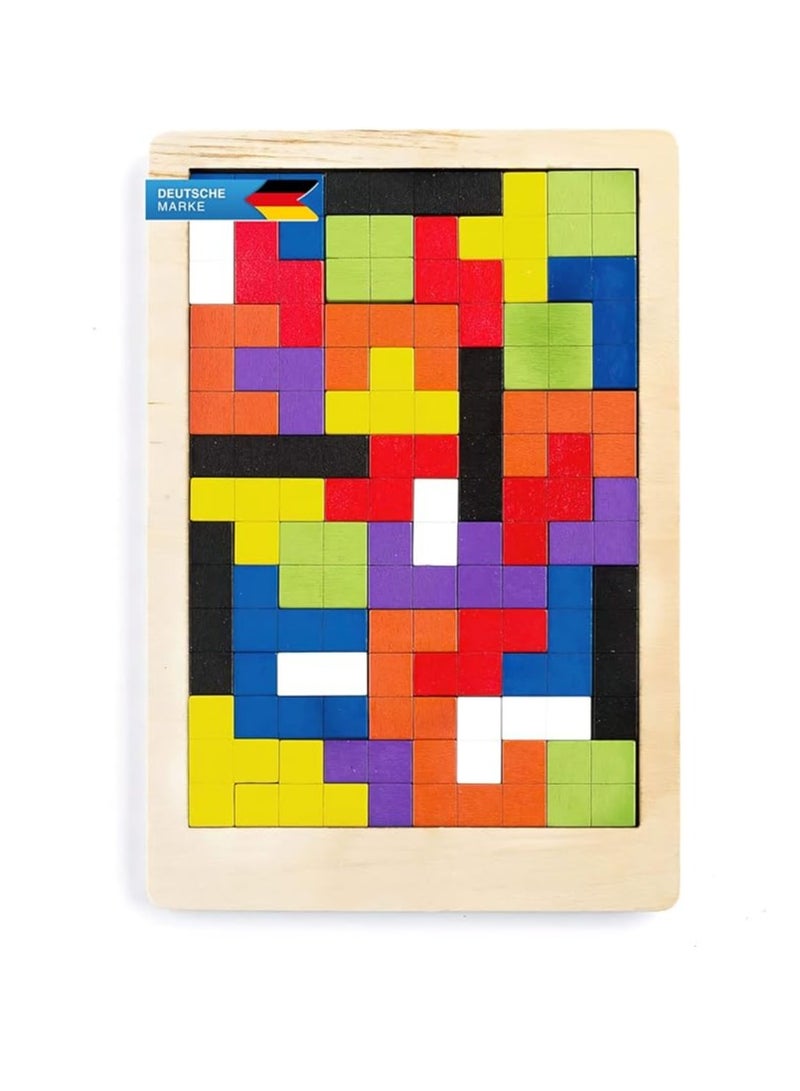 3D Wooden Puzzle Game For Children, Educational Tetris Style Game With Building Blocks - Image 1