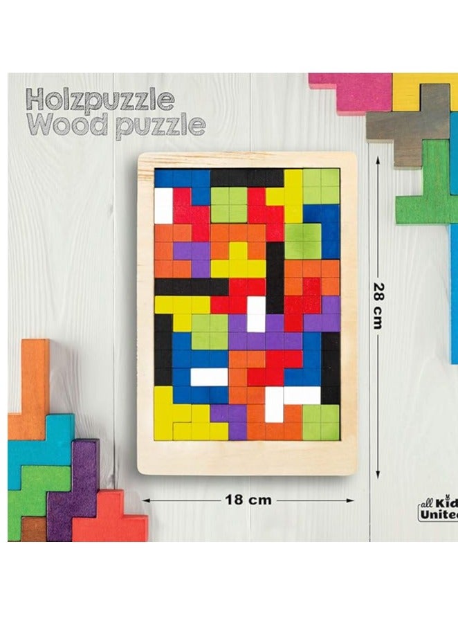3D Wooden Puzzle Game For Children, Educational Tetris Style Game With Building Blocks - Image 2
