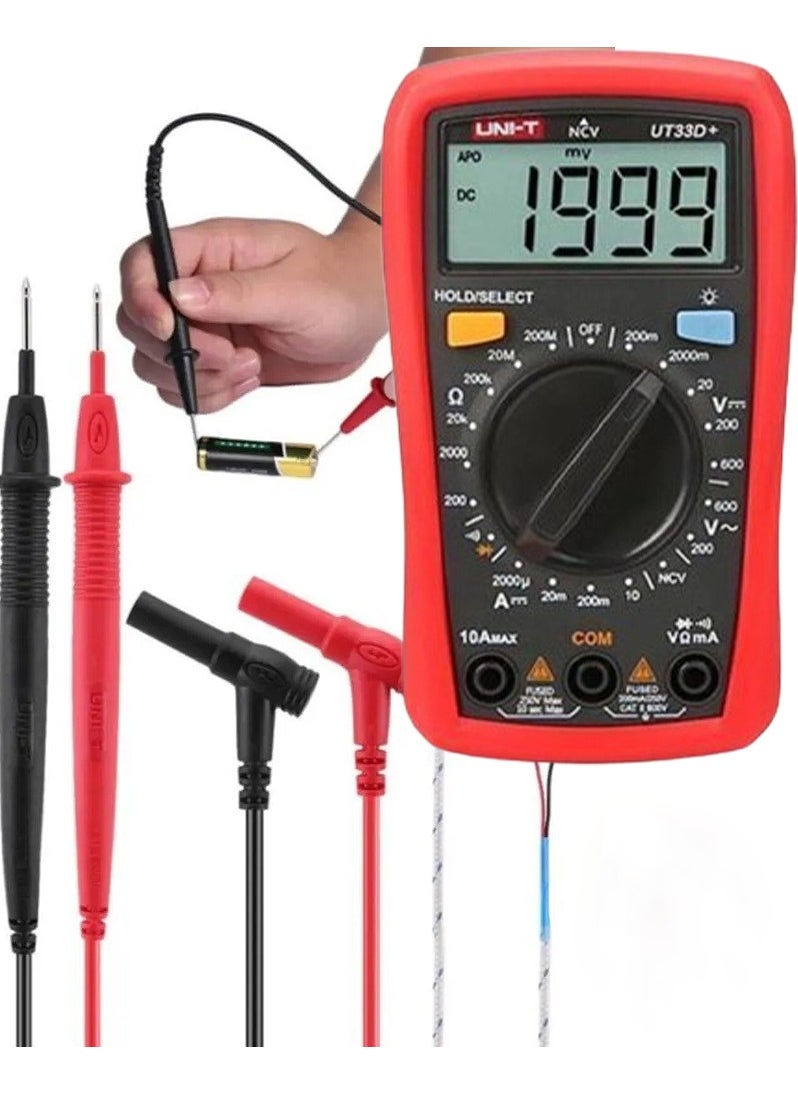 UNI-T - UT33D+ 600V UT33+ Series 10A Digital Multimeter UT-33D+ Ut 33D+ - Image 1