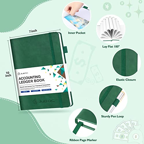 JUBTIC Hardcover Accounting Ledger Book (7x10″) - Bank Accounting Log for Small Business Bookkeeping & Personal Use - Account Tracker Notebook Track Accounts, Deposit, Expenses & Balance (Dark Green) - Image 3