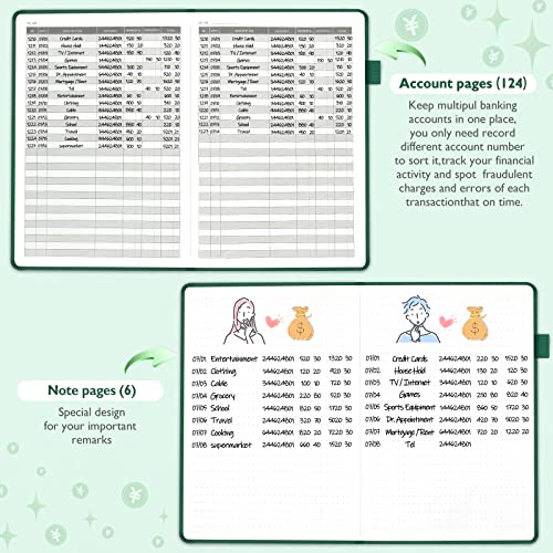 JUBTIC Hardcover Accounting Ledger Book (7x10″) - Bank Accounting Log for Small Business Bookkeeping & Personal Use - Account Tracker Notebook Track Accounts, Deposit, Expenses & Balance (Dark Green) - Image 4