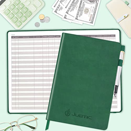 JUBTIC Hardcover Accounting Ledger Book (7x10″) - Bank Accounting Log for Small Business Bookkeeping & Personal Use - Account Tracker Notebook Track Accounts, Deposit, Expenses & Balance (Dark Green) - Image 2