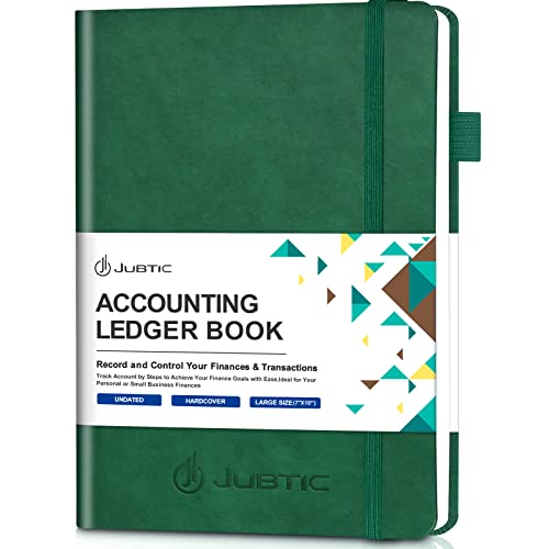 JUBTIC Hardcover Accounting Ledger Book (7x10″) - Bank Accounting Log for Small Business Bookkeeping & Personal Use - Account Tracker Notebook Track Accounts, Deposit, Expenses & Balance (Dark Green) - Image 1