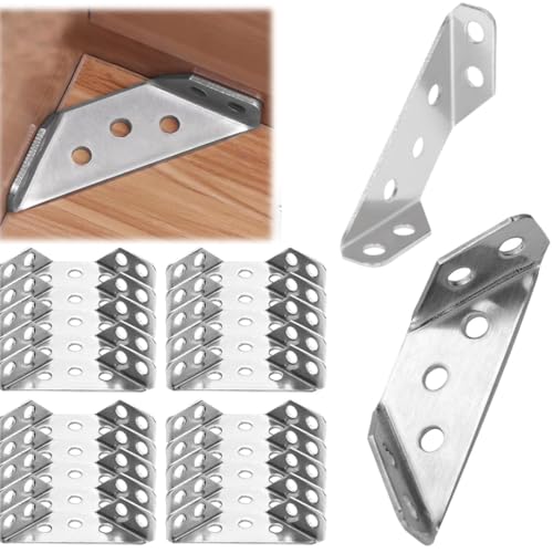 DEEGAA MART Steel Furniture Corner Connector, Shelf Brackets 20pcs Pack , Furniture Corner Connectors, Wooden Furniture Triangle Stabilizer ,Corner Connector for Wood Cabinet ,Shelf Support Brackets - Image 1