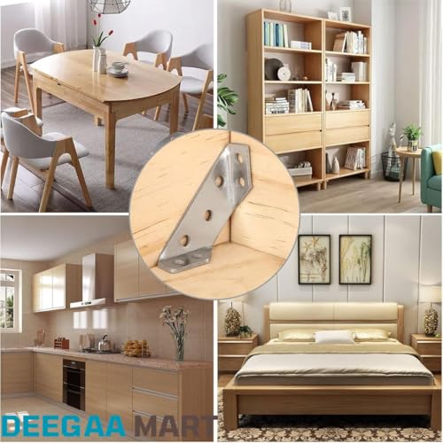 DEEGAA MART Steel Furniture Corner Connector, Shelf Brackets 20pcs Pack , Furniture Corner Connectors, Wooden Furniture Triangle Stabilizer ,Corner Connector for Wood Cabinet ,Shelf Support Brackets - Image 5