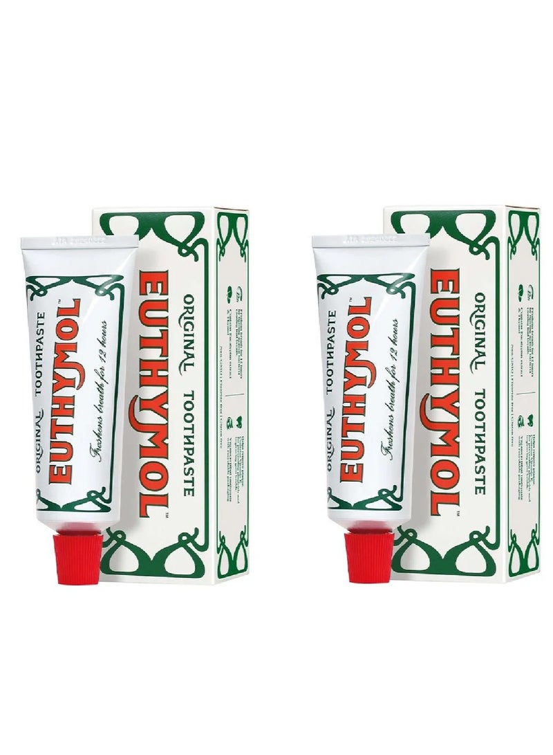 يوثيمول مجموعة من 2 حبه معجون أسنان أوريجينال، نفس منعش حتى 12 ساعة - 75x2 مل - Image 1