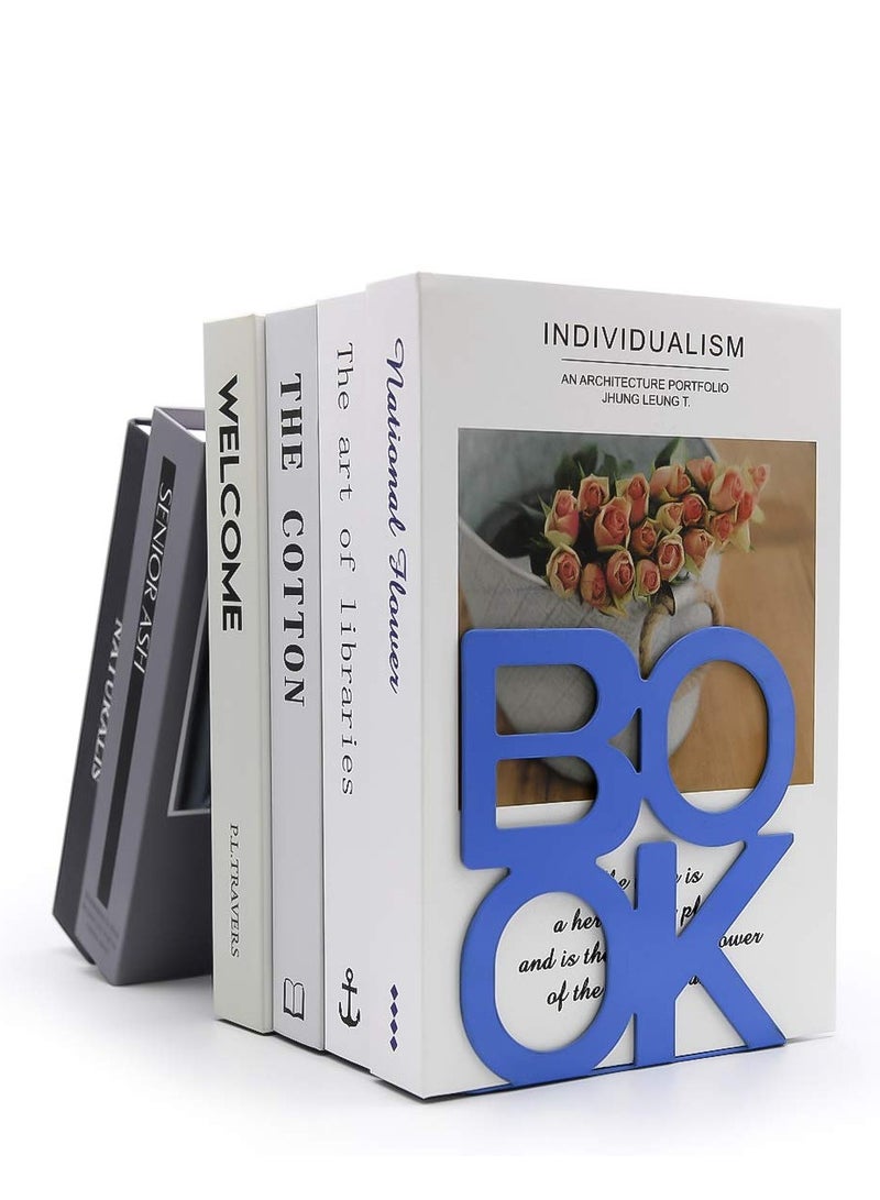 Excefore Book Ends Decorative Metal Book Ends Supports for Bookrack Desk Books Unique Appearance Design Book Shelf Holder Home Decorative Heavy Duty Metal Heavy Duty Bookend 1 Pair - Image 2
