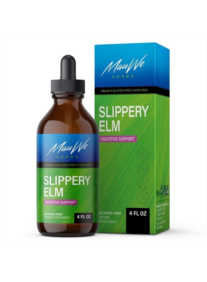 MAUWE HERBS Slippery Elm Bark Liquid Drops - Organic Slippery Elm Tincture - Respiratory Supplements - Ulmus Rubra Herb - 4 fl. Oz. - Image 1