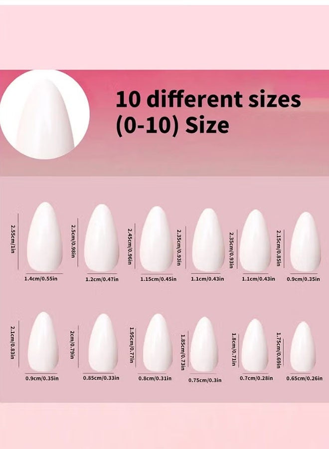 Happy D 240 false nail patches, almond-shaped press-on nails, ABS full-cover nail stickers suitable for women, suitable for daily use, parties, and weddings (milky white and red) - Image 4