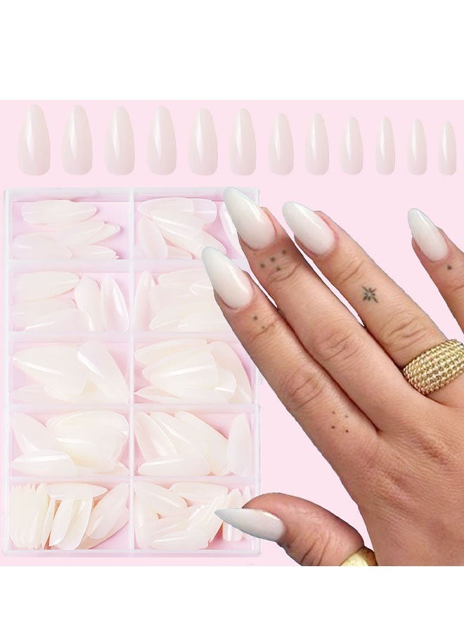 Happy D 240 false nail patches, almond-shaped press-on nails, ABS full-cover nail stickers suitable for women, suitable for daily use, parties, and weddings (milky white and red) - Image 5